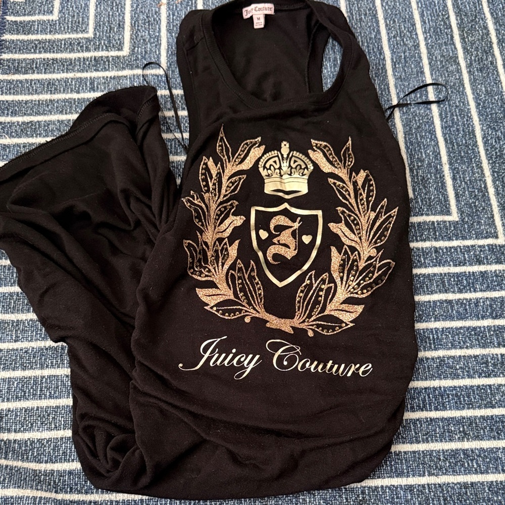Juicy Couture Black Tank Top with Gold Crest